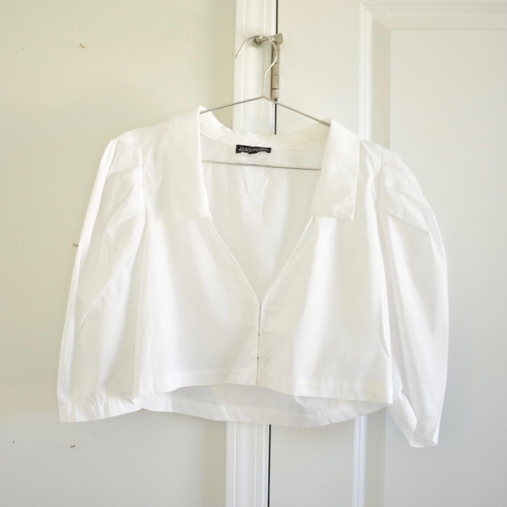 Danielle Bernstein Puff Sleeve Crop Top